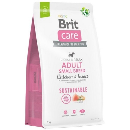 Brit Care Sustainable Adult Small kurczak i insekty dla psa 7 kg