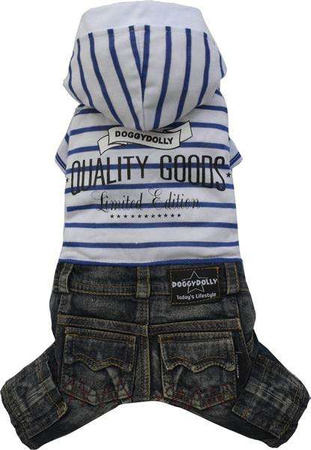 Komplet jeans z kapturem, biały, SD-XXS 13-15cm/26-28cm