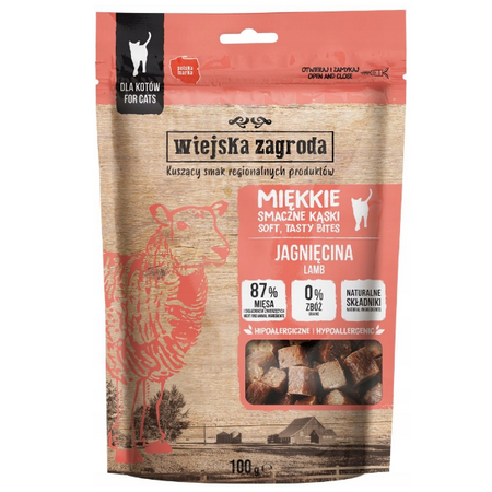 Wiejska Zagroda Przysmak dla kota Miękkie smaczne kąski Jagnięcina (dorosły) 100g (16 szt/op)