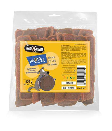 Pausesnack przysmak dla psa, paski z wołowiną 500g