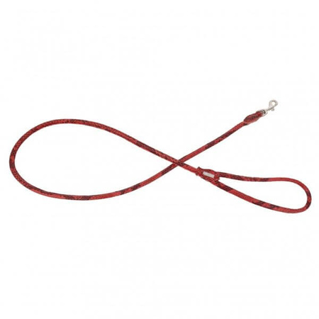 Smycz dla psa okrągła, Serpente, czerwona, skórzana nikiel, 8mm/120cm
