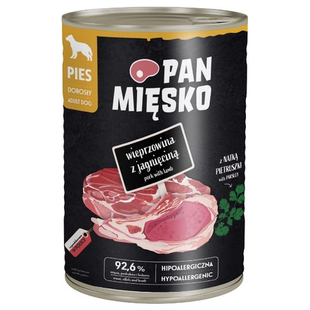 Pan Mięsko wieprzowina z jagnięciną dla psa 400 g