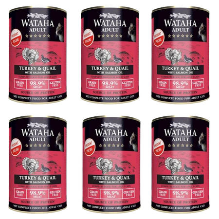 ZESTAW Karma mokra dla kota Wataha Hunt Adult indyk przepiórka 6 x 400g