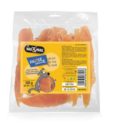 Pausesnack przysmak dla psa, filety z kurczaka 500g