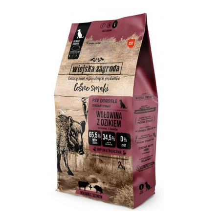 Wiejska Zagroda wołowina z dzikiem dla psa 2 kg