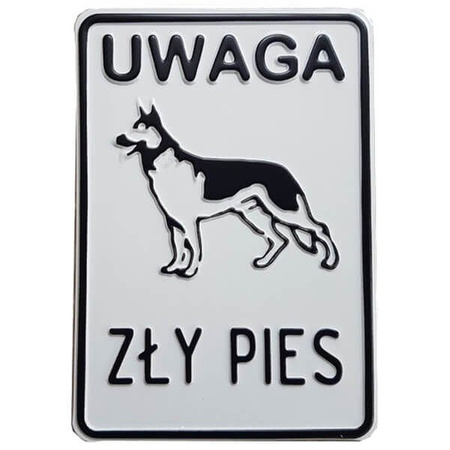Tabliczka ostrzegawcza "uwaga zły pies" 14x20 cm