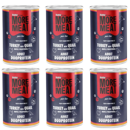 ZESTAW BUBAlicious More Meat duo Pure Indyk z przepiórką 6 x 400 g