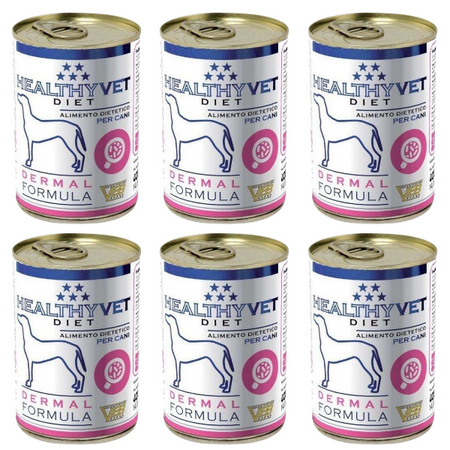 ZESTAW Healthy Vet Diet Pies Dermal Formula puszka 6 x 400g