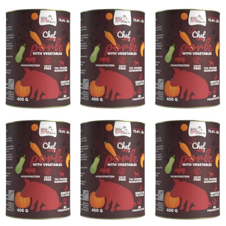 ZESTAW Syta Micha Chef Wieprzowina z warzywami, 6 x 400 g