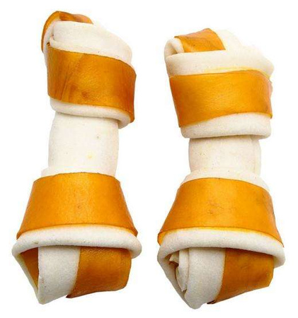 Adbi Kości wiązane biało-żółte - jagnięcina 10cm 10szt [AK 29]