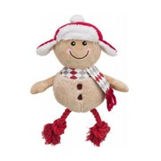 Ludzik z piernika, zabawka, dla psa, poliester/bawełna, 34 cm, z dźwiękiem, ze sznurem