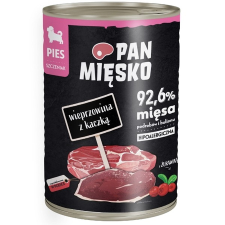 Pan Mięsko wieprzowina z kaczką dla szczeniąt 400 g