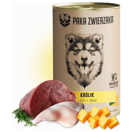 Paka zwierzaka królik i dzik z dynią dla psa 400 g