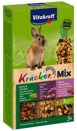 Vitakraft Kracker 3szt Królik Mix - Warzywa/Winogrona/Owoce leśne 168g [25227]