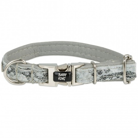 Obroża dla psa, Wild Snake, szara, skórzana nikiel, XS 13mm/20-30cm