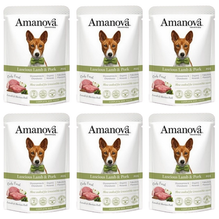 ZESTAW Amanova Luscious saszetka dla psa jagnięcina i wieprzowina 6 x 100 g