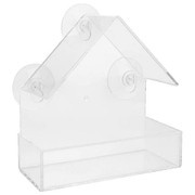 Karmnik dla ptaków na okno/szybę, przezroczysty, akrylowy, 14,8x6,7x15,5cm, z przyssawkami