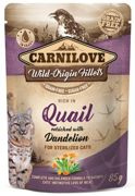 Carnilove cat quail & dandelion sterilised - przepiórka i mniszek saszetka 85g