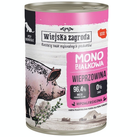 Wiejska Zagroda Monobiałkowa wieprzowina dla psa 400 g