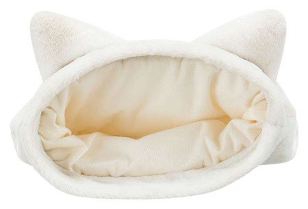 Nelli, legowisko zamknięte w kształcie kota, białe/szarobrązowe, 34 × 23 × 55 cm