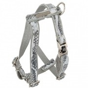 Szelki dla psa, Wild Snake, szare, skórzane nikiel, M 16mm/ob. szyi 30-50cm ob. klatki 40-70cm