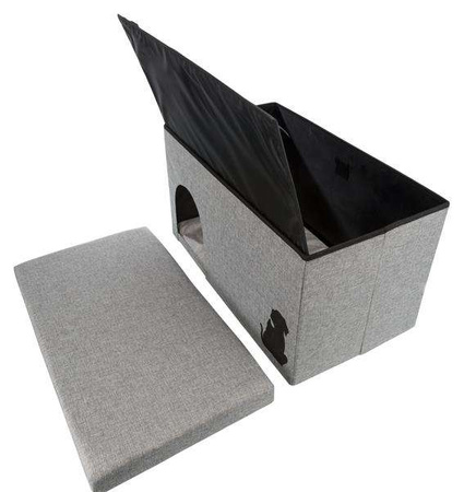 Legowisko zamknięte Kimy, 72 × 40 × 40 cm, jasnoszare