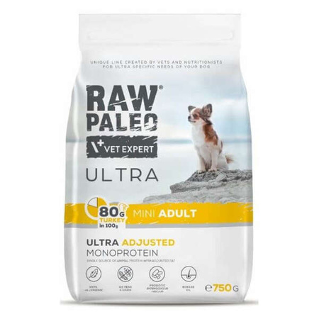 Karma sucha dla psów Vet Expert Raw Paleo Ultra Mini Adult Indyk 750g