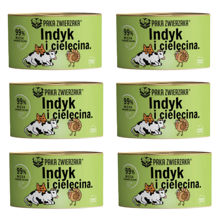 ZESTAW Paka Zwierzaka indyk z cielęciną dla kota 6 x 200 g