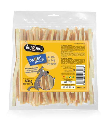 Pausesnack przysmak dla psa, kanapka z kurczakiem 500g