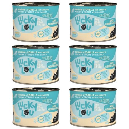 ZESTAW Lucky Lou Lifestage Kitten drób i pstrąg 6 x 200 g