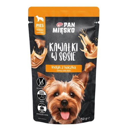 Karma mokra dla psa Pan Mięsko Kawałki w sosie Indyk z kaczką (dorosły) 150 g