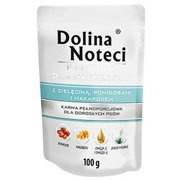 Dolina noteci premium dla małych ras z cielęciną, pomidorami i makaronem 100g