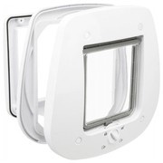 Drzwiczki dla kota 4-Way, do drzwi szklanych, 27 × 26 cm, białe