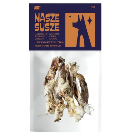 Nasze Susze uszy królicze z futrem dla psa 100 g
