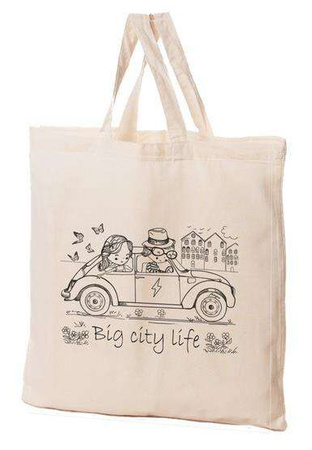 Torba bawełniana 38x42x10cm Jaś i Małgosia - samochód