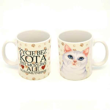 Power gift kubek z pupilem kot biały 300 ml