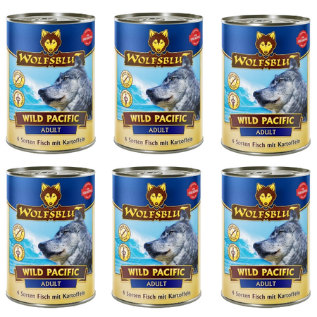 ZESTAW Wolfsblut Wild Pacific dorsz, halibut, sola i łosoś 6 x 395 g