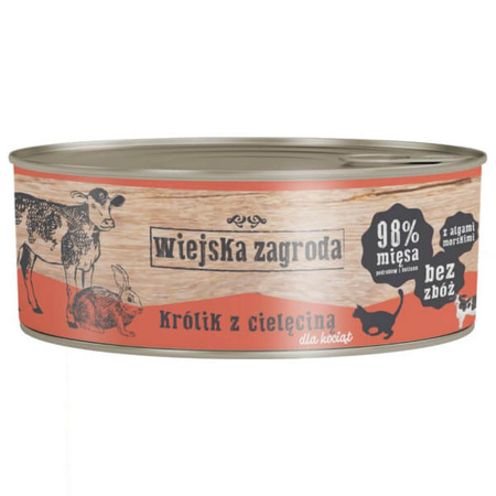 Wiejska zagroda królik z cielęciną dla kociąt 85 g