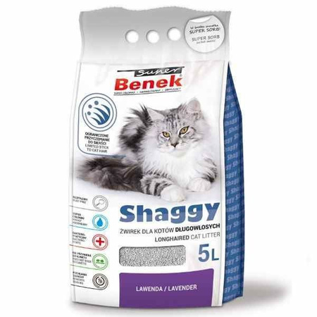 Certech super benek shaggy żwirek dla kotów długowłosych lawendowy 5l