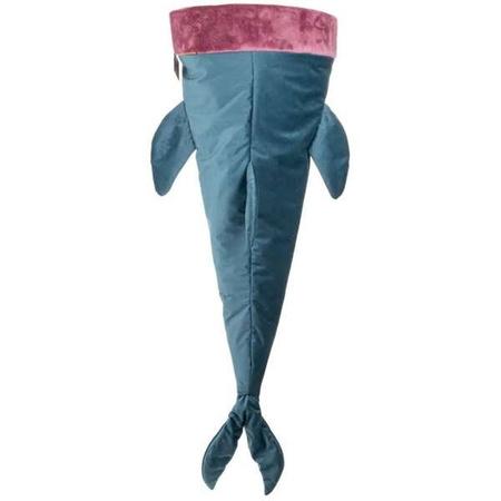 Legowisko norka dla kota, rekin, granatowo-różowe, 40*100*20cm, z usztywnieniem