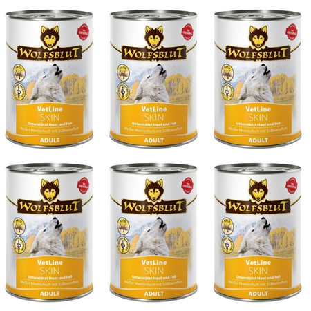 ZESTAW Wolfsblut VetLine Skin biała ryba oceaniczna 6 x 395 g