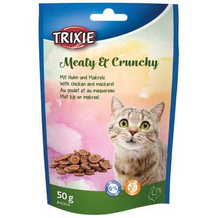 Meat & Crunchy, przysmak, dla kota, kurczak i makrela, 50 g