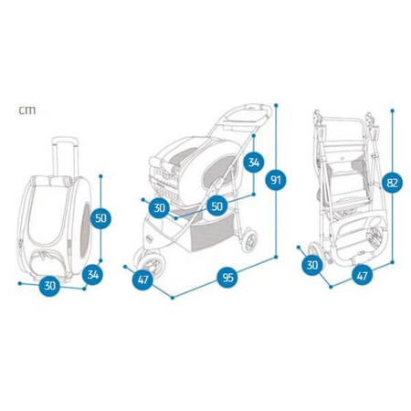 Wózek dla psa lub kota ibiyaya 5 funkcyjny 95x47x91 cm