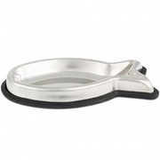 Miska, dla kota, kształt ryby, stal nierdzewna, 160ml, podstawka antypoślizgowa