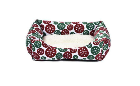 Legowisko dla psa, czerwono/zielone kwiaty, 60x48cm,