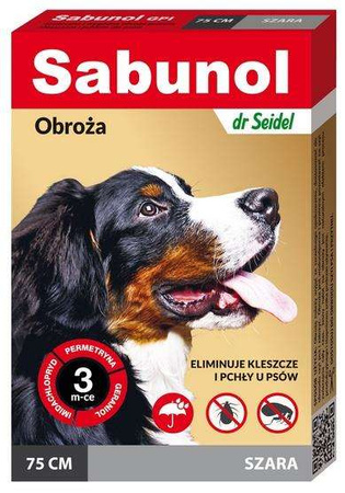 Sabunol gpi obroża przeciw pchłom dla psa szara 75cm