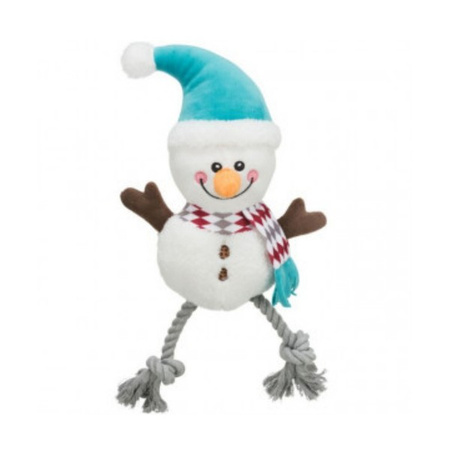 Bałwan, zabawka, dla psa, poliester/bawełna, 41 cm, z dźwiękiem, ze sznurem