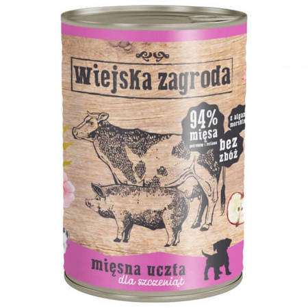 Wiejska zagroda mięsna uczta dla szczeniaka 200 g, 400 g