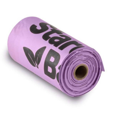 Biodegradowalne worki na odchody dla psa StarchBag 8 rolek x 15 szt., kol. liliowy