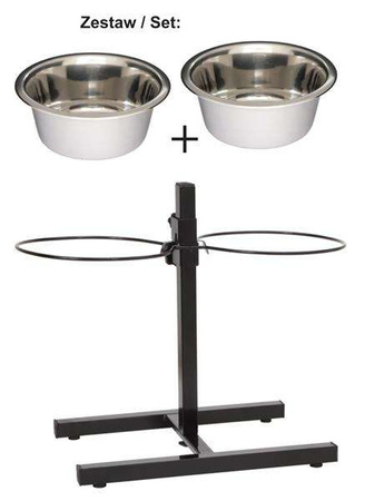 STOJAK REGULOWANY Z MISKAMI 1,8L MALOWANY